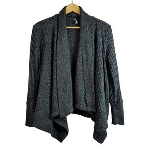 Athleta Women Open Cardigan Sweater Gray XL Long Sleeve Heathered Tiburon READ